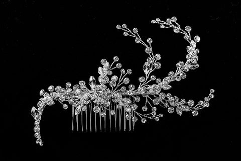 Reina Floral Spray Hair Comb | Swarovski Crystal - Beloved Sparkles
 - 3