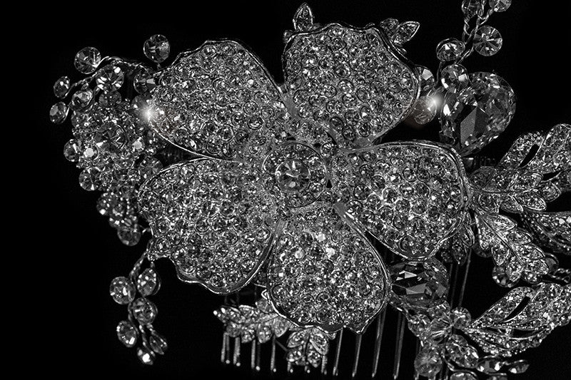 Adele Vintage Flower Statement Hair Comb | Swarovski Crystal - Beloved Sparkles
- 6