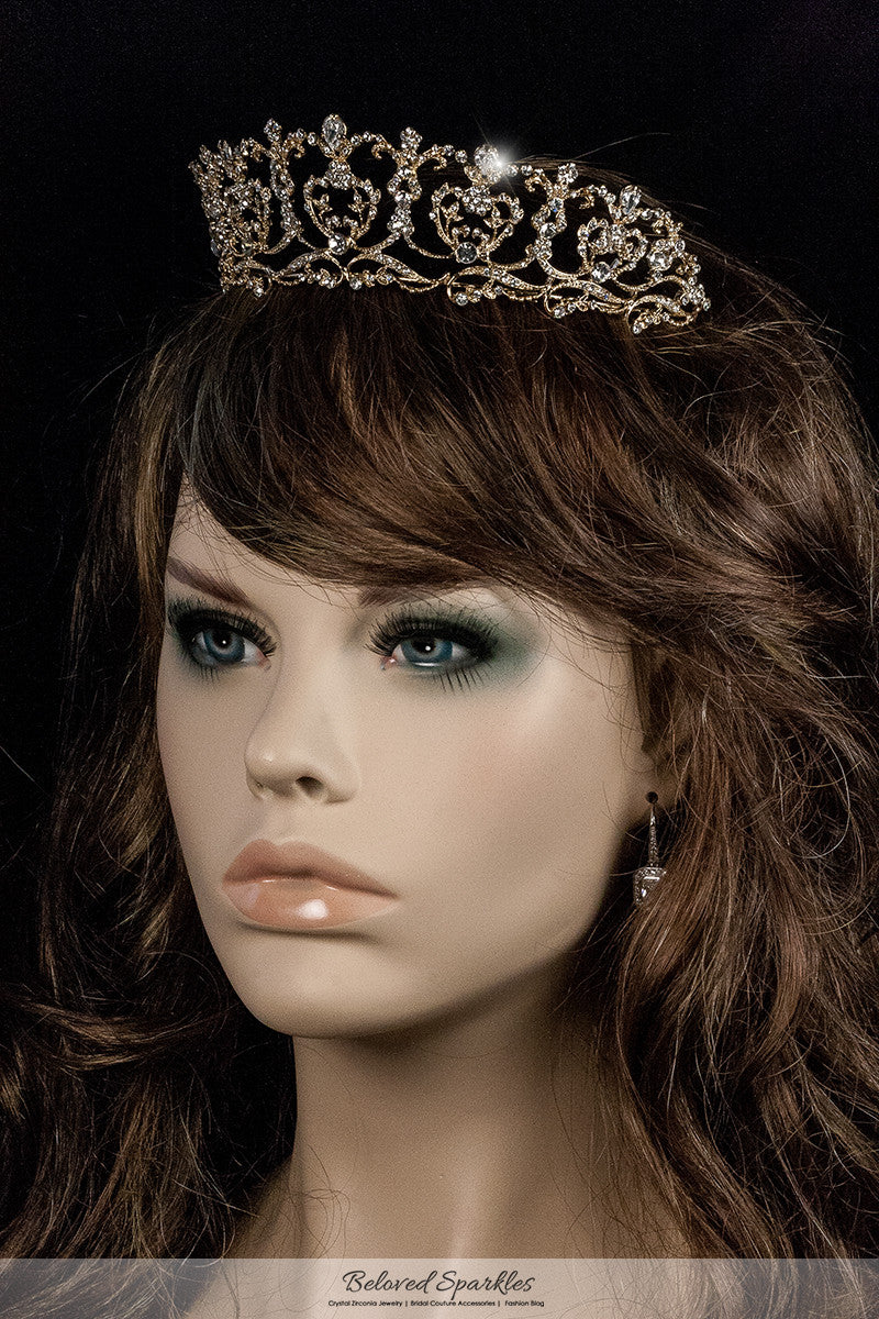 Olina Heart Cluster Gold Tiara | Swarovski Crystal - Beloved Sparkles
- 3