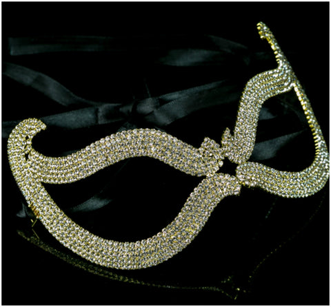 Bijou Romantic Cat Eye Crystal Masquerade Mask.| Gold | Crystal - Beloved Sparkles
 - 3