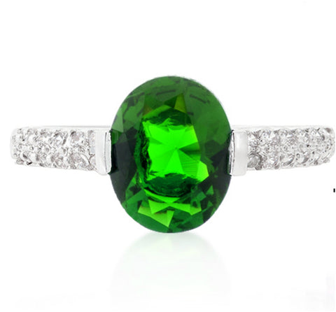 Harla 2(ct) Emerald Green Oval Solitaire Ring | 3ct