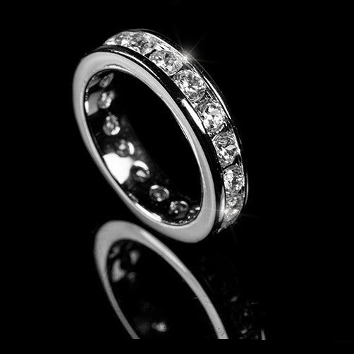 Hillary 3mm Round CZ Channel Eternity Band Ring | 3ct