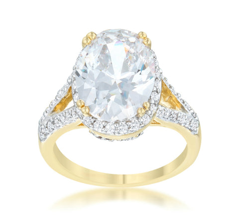 Jasmine Two-Tone Oval Solitaire Engagement Ring | 6ct  | Cubic Zirconia | 18k Gold