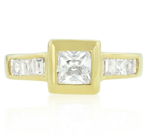 Jovi Simple Golden Square Bezel Ring | 2ct  | Cubic Zirconia | 18k Gold - Beloved Sparkles
 - 3