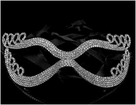 Kinza Crystal Loops Silver Masquerade Mask | Silver | Crystal - Beloved Sparkles
 - 3