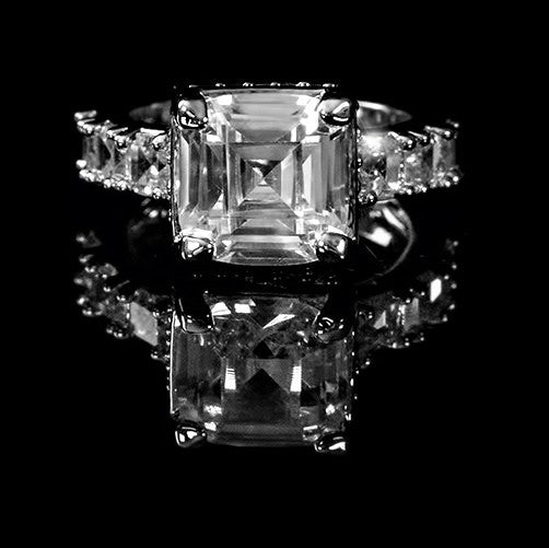 Lidia 9.5mm Asscher CZ Engagement Ring | 5ct