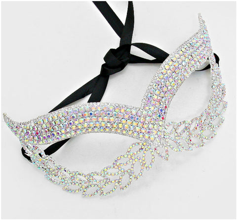 Maddie Exquisite Cat Eye Masquerade Mask | Silver | Crystal - Beloved Sparkles
 - 3