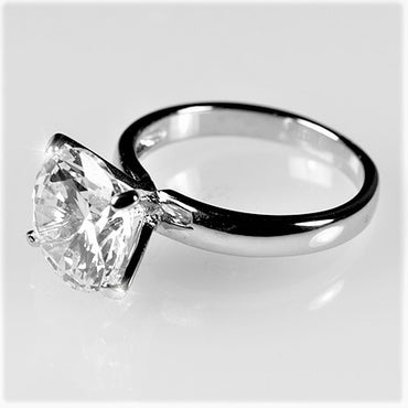 Odelia Timeless 10mm Round Solitaire Engagement Ring | 3.5ct | Sterling Silver - Beloved Sparkles