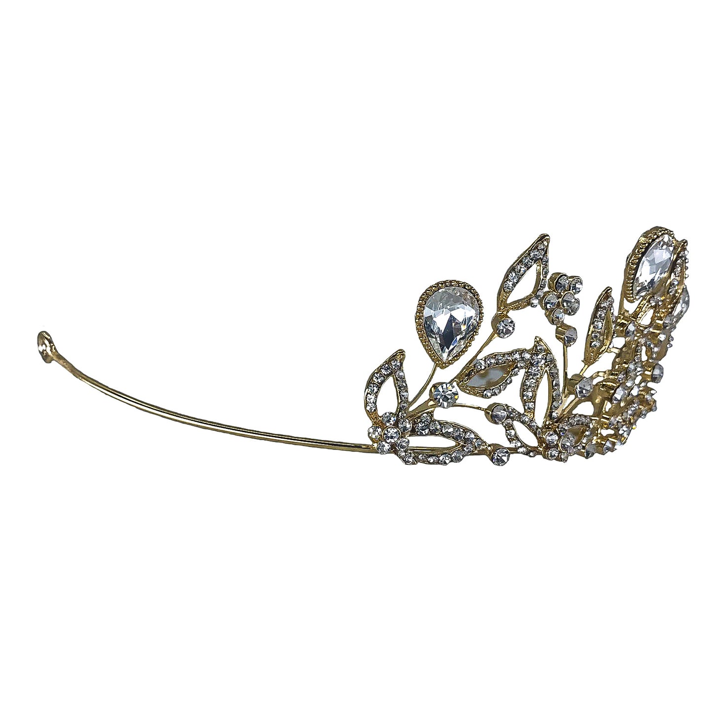 Sabrina Victorian Crytal Foral Gold Tiara