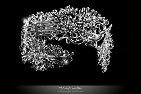 Faye Flower Draping Hair Comb | Crystal - Beloved Sparkles