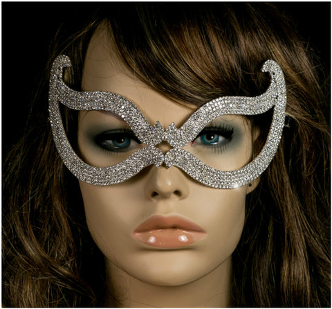 Bijou Romantic Cat Eye Crystal Masquerade Mask | Silver | Crystal - Beloved Sparkles
 - 2