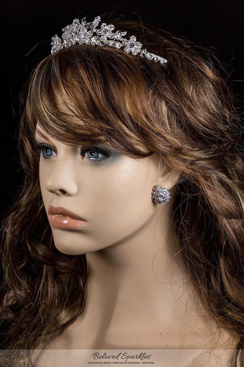 Judith Floral Cluster Silver Tiara | Swarovski Crystal - Beloved Sparkles
- 4
