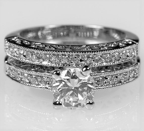Kimmy 6.5mm Round CZ Filigree Engagement Ring Set | 1ct | 2.8ct