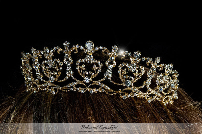Olina Heart Cluster Gold Tiara | Swarovski Crystal - Beloved Sparkles
- 4