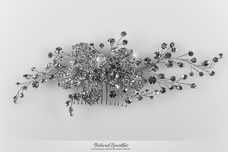 Mandy Leaf Spray Cluster Hair Clip | Swarovski Crystal - Beloved Sparkles