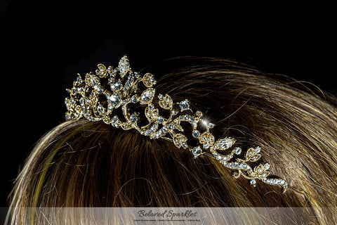 Nedda Art Deco Filigree Tiara | Gold | Swarovski Crystal - Beloved Sparkles
 - 4