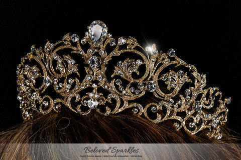 Matilda Victorian Romantic Gold Tiara | Swarovski Crystal - Beloved Sparkles
 - 4