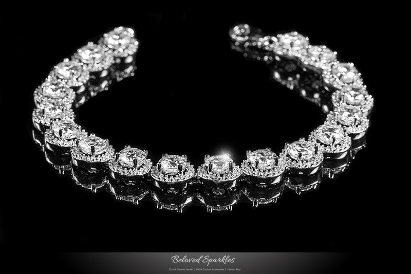 Galina 6mm Round Halo Statement Bracelet | 7in