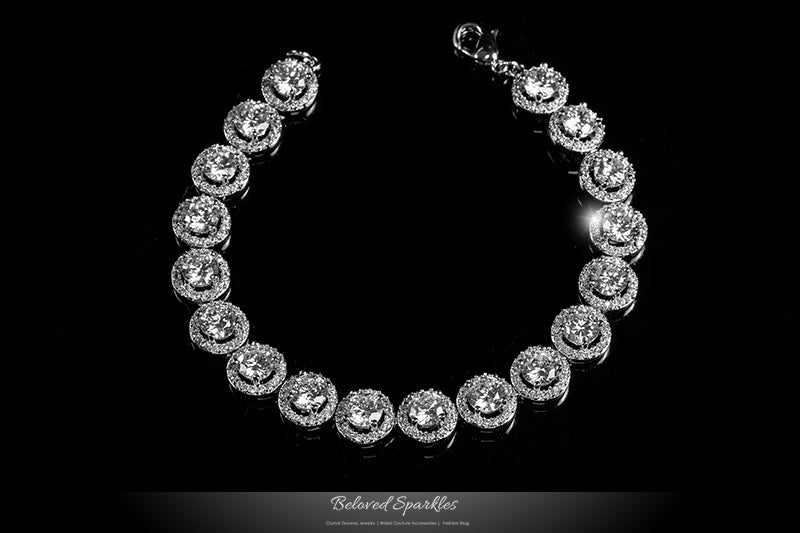 Galina 6mm Round Halo Statement Bracelet | 7in