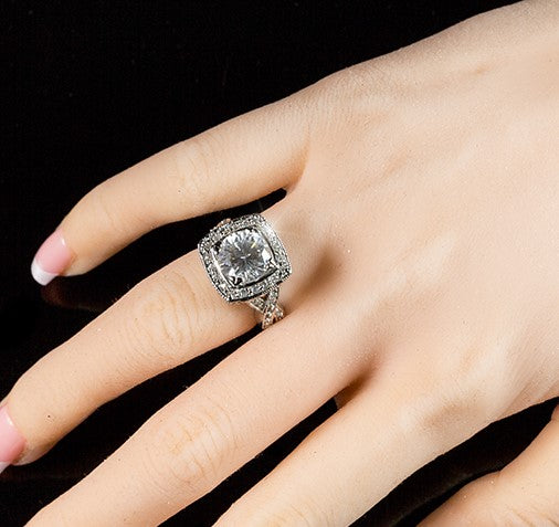Giovanna Vintage Filigree 10mm CZ Engagement Ring | 4ct | 9ct