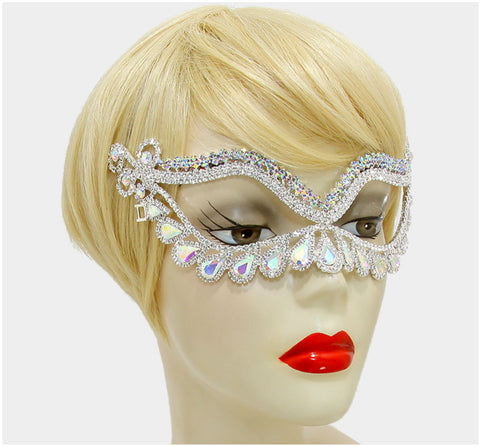 Itica Tear Drop Halo Masquerade Mask | Silver | Crystal - Beloved Sparkles
 - 4