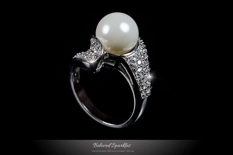 Neila 10mm White Pearl Swirl CZ Ring