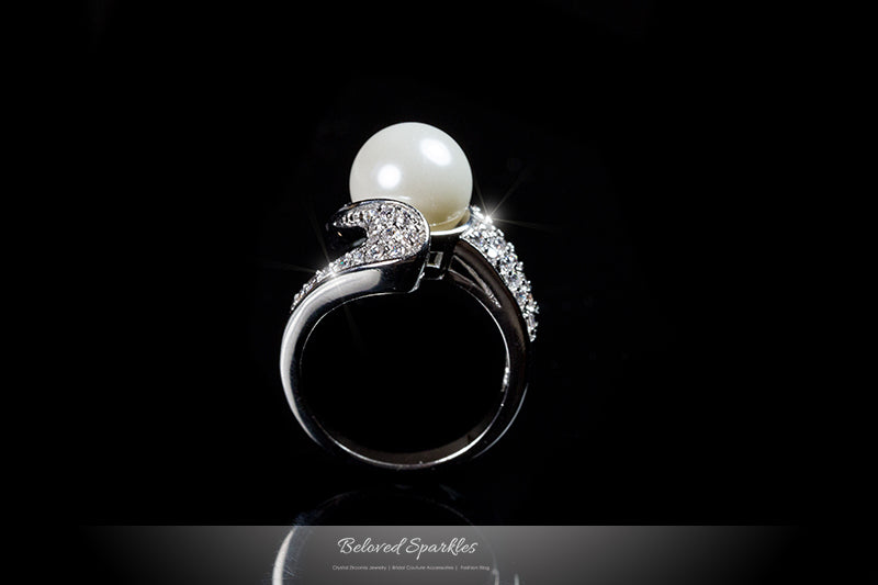 Neila 10mm White Pearl Swirl CZ Ring