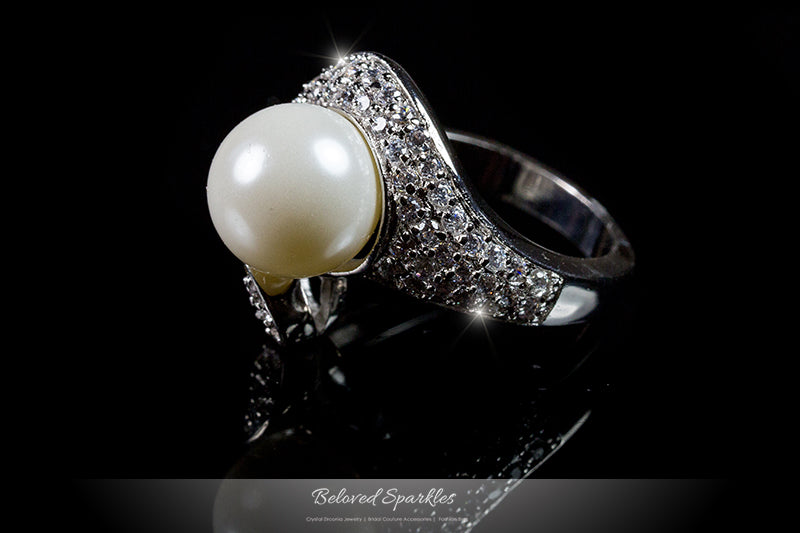 Neila 10mm White Pearl Swirl CZ Ring