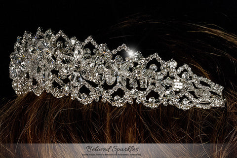 Lara Victorian Art Deco Silver Tiara | Swarovski Crystal - Beloved Sparkles
 - 4