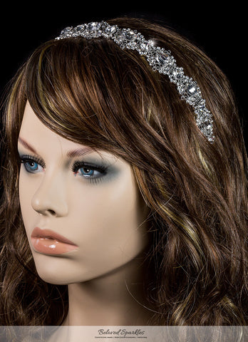 Kylie Oval Cluster Silver Headband | Swarovski Crystal - Beloved Sparkles
 - 4