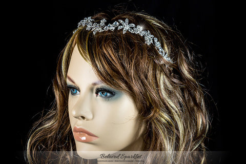 Loretta Flower Forehead Silver Headband | Swarovski Crystal - Beloved Sparkles
 - 5
