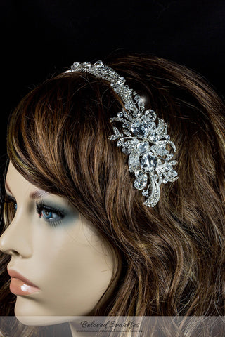 Keena Ribbon Cluster Silver Headband | Swarovski Crystal - Beloved Sparkles
 - 5