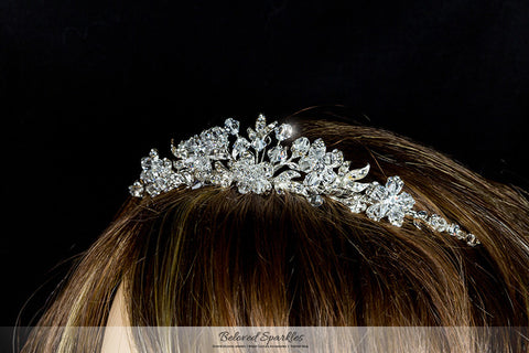 Judith Floral Cluster Silver Tiara | Swarovski Crystal - Beloved Sparkles
 - 5