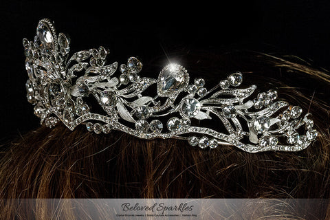 Sabella Victorian Art Deco Silver Tiara | Swarovski Crystal - Beloved Sparkles
 - 5