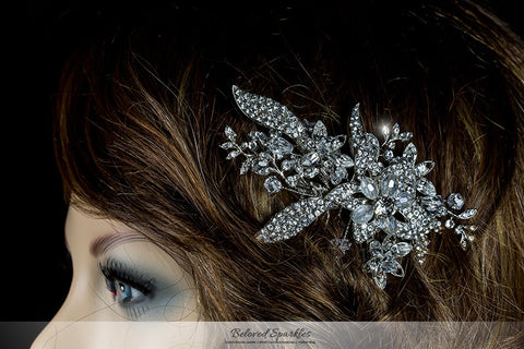 Nicolette Garden Flower Leaves Hair Comb | Swarovski Crystal - Beloved Sparkles
 - 5