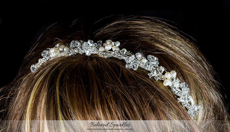 Eva Floral Cream Pearl Silver Headband | Swarovski Crystal - Beloved Sparkles
- 5