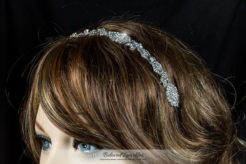 Kristy Art Deco Cluster Silver Headband | Swarovski Crystal - Beloved Sparkles
 - 5