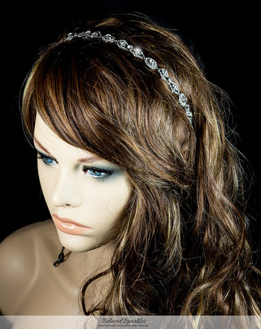 Rena Vintage Silver Hair Tie Headband | Swarovski Crystal - Beloved Sparkles
 - 5