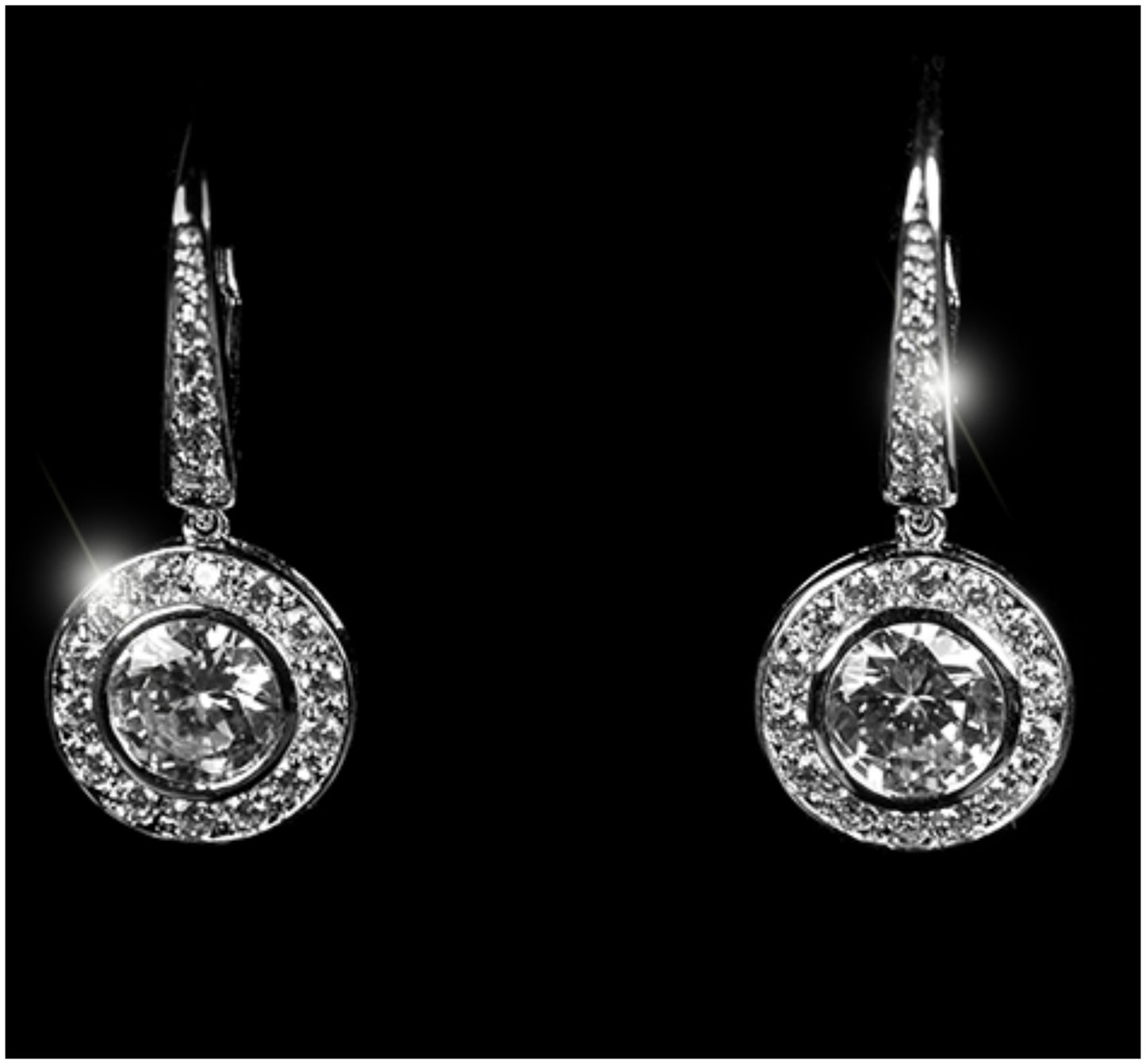 Elsa Round Halo Dangle Earrings | 3ct