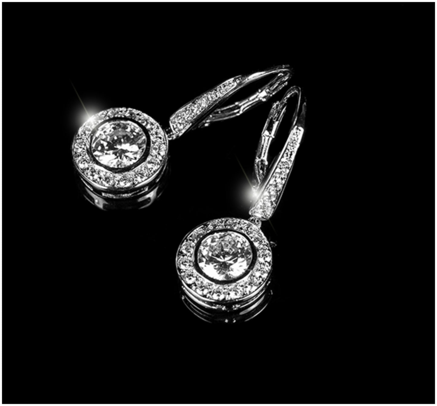 Elsa Round Halo Dangle Earrings | 3ct