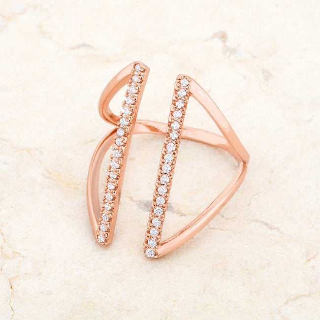 Jena Rose Gold Delicate Parallel Fashion Cocktail Ring | .8 Carat |Cubic Zirconia - Beloved Sparkles
- 5