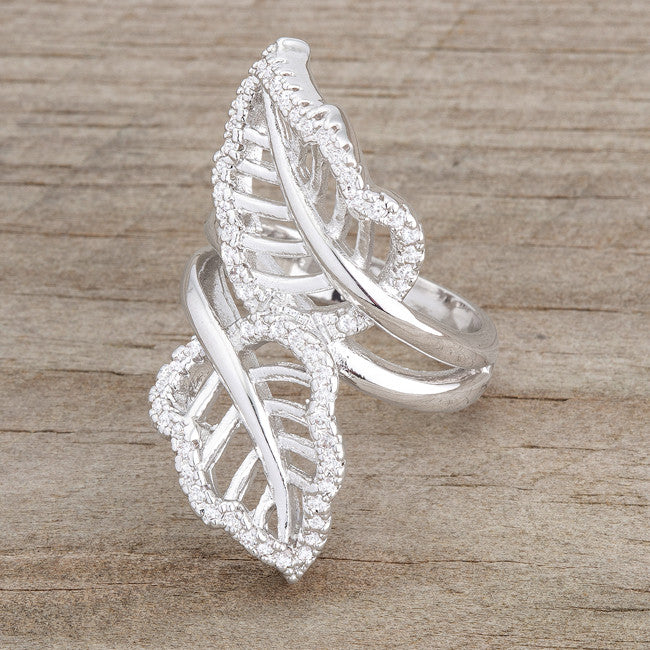 Liana CZ Leaf  Wrap Silver Ring