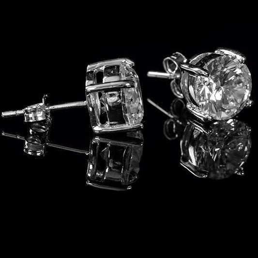 Christa Round CZ Stud Earrings | 3mm-5mm–6mm-6.5mm-7mm-8mm | Sterling Silver