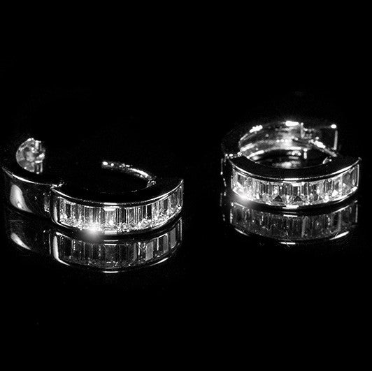 Nikki Emerald Baguette Huggie Earrings