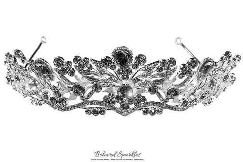 Sabella Victorian Art Deco Silver Tiara | Swarovski Crystal - Beloved Sparkles
 - 6
