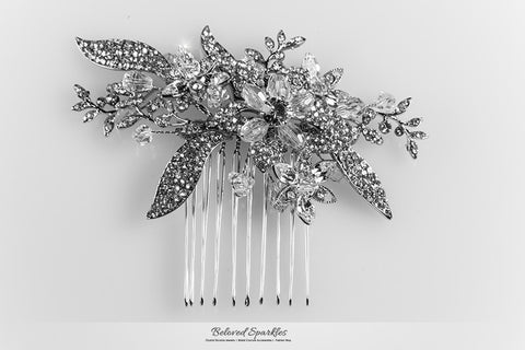 Nicolette Garden Flower Leaves Hair Comb | Swarovski Crystal - Beloved Sparkles
 - 6