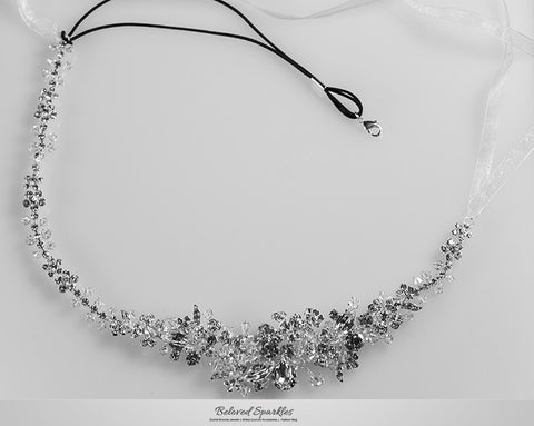 Persis Delicate Cluster Silver Hair Tie Headband | Swarovski Crystal - Beloved Sparkles
 - 6
