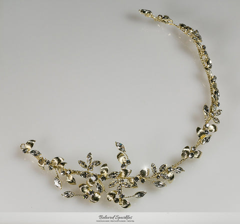 Trista Gold Leaf Hair Tie Headband | Gold | Swarovski Crystal - Beloved Sparkles
 - 6