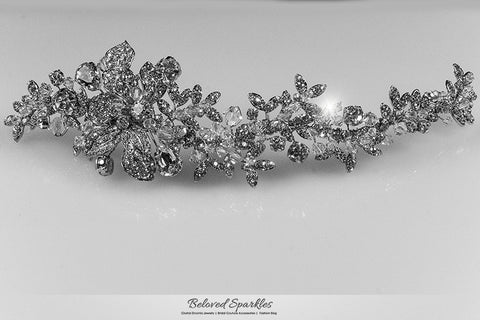 Lizabeth Ila Long Floral Cluster Hair Clip | Swarovski Crystal - Beloved Sparkles
 - 6