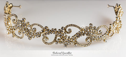 Bethany Swirl Filigree Gold Headband  | Swarovski Crystal - Beloved Sparkles
 - 6